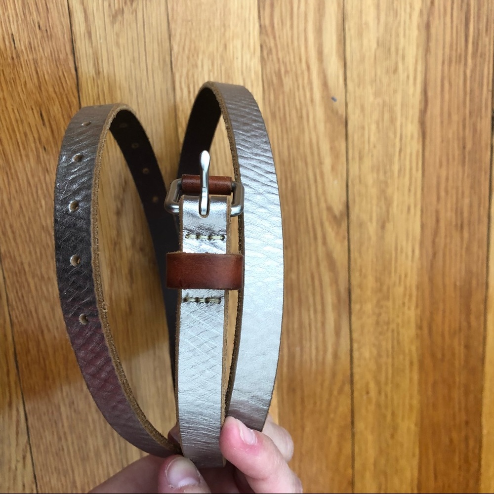 Gap Silver and Brown Skinny Belt - Small